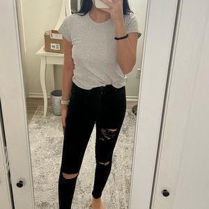 Topshop black distressed moto skinny jeans